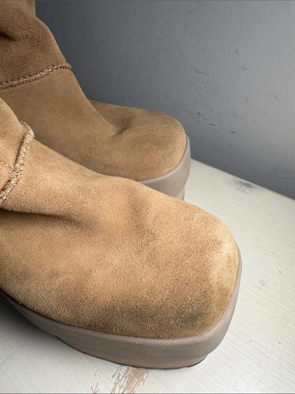 UGG Tan Suede Over-the-Knee Platform Boots